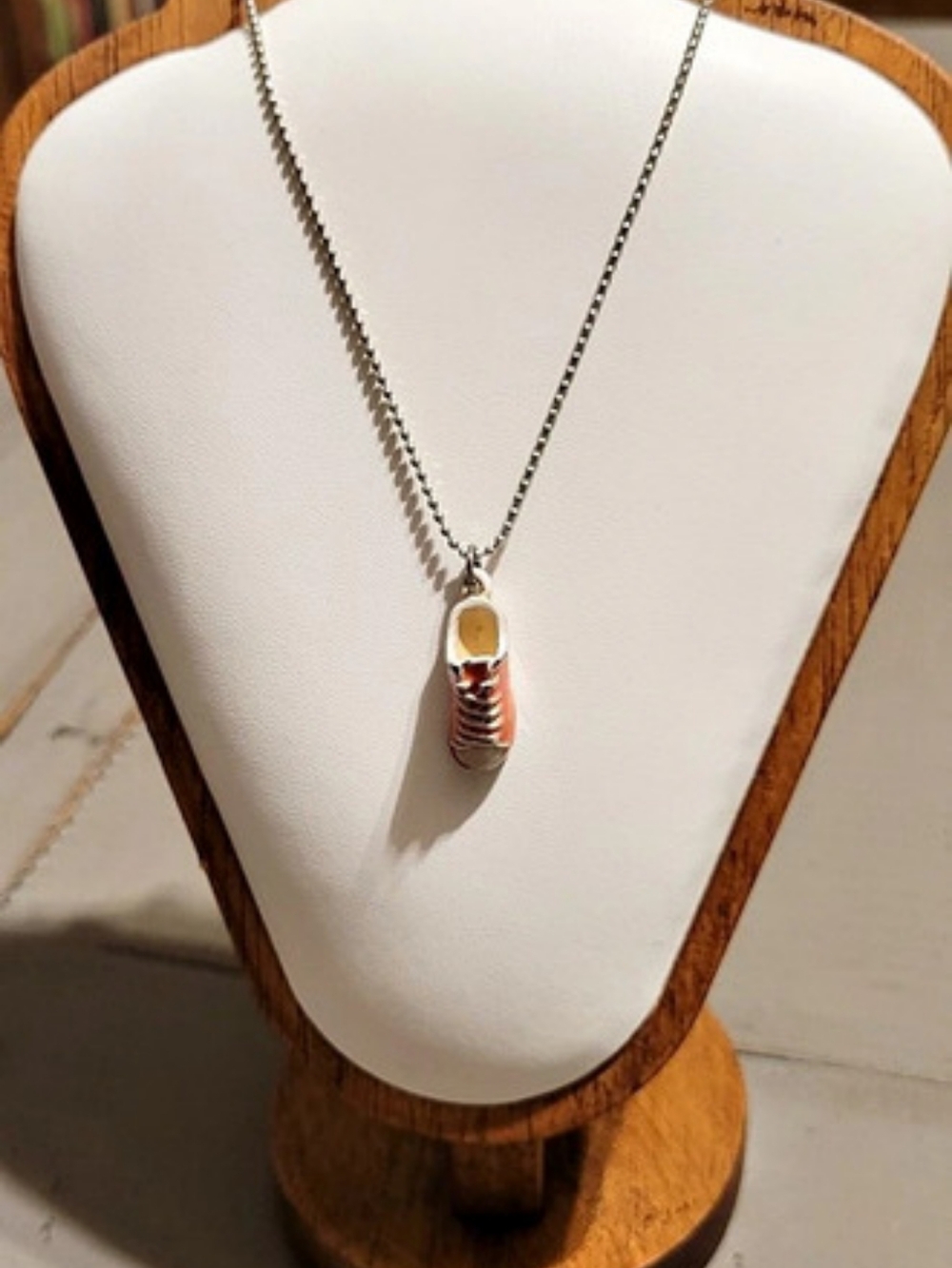 Sneaker Pendant Necklace in Silver & Pink